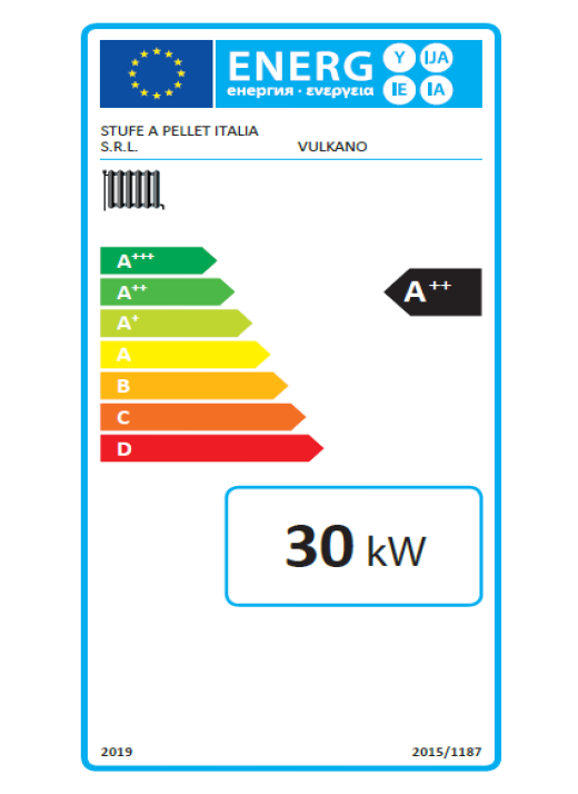 caldaia a pellet A++ classe 5 30 kw