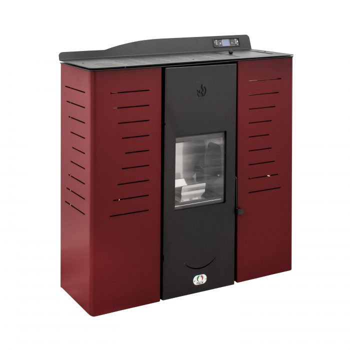 Stufa a Pellet Idro Slim 18-22-25 Kw modello Italia Rossa
