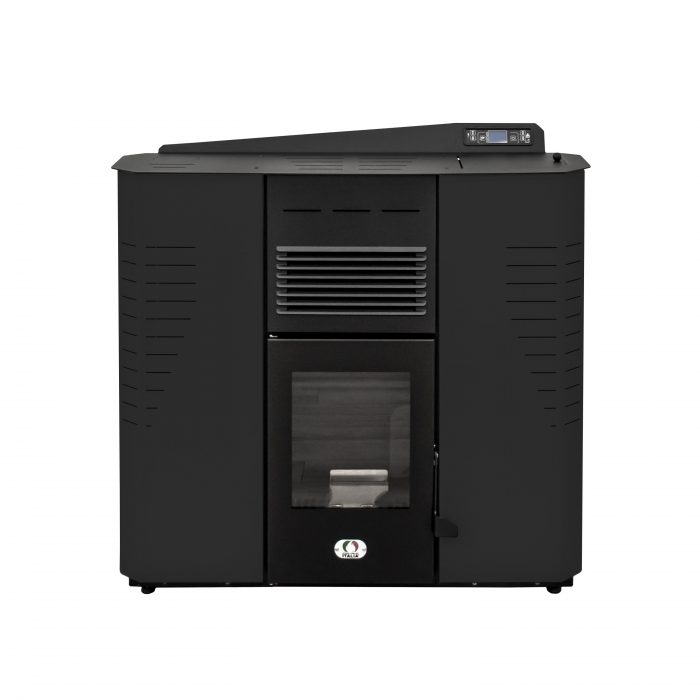 Stufa a Pellet Canalizzata Piatta Marmolada 9-14 Kw Nera