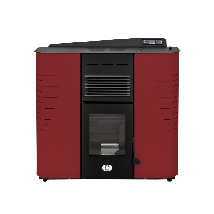 Stufa a Pellet Canalizzata Piatta Marmolada 9-14 Kw Rossa