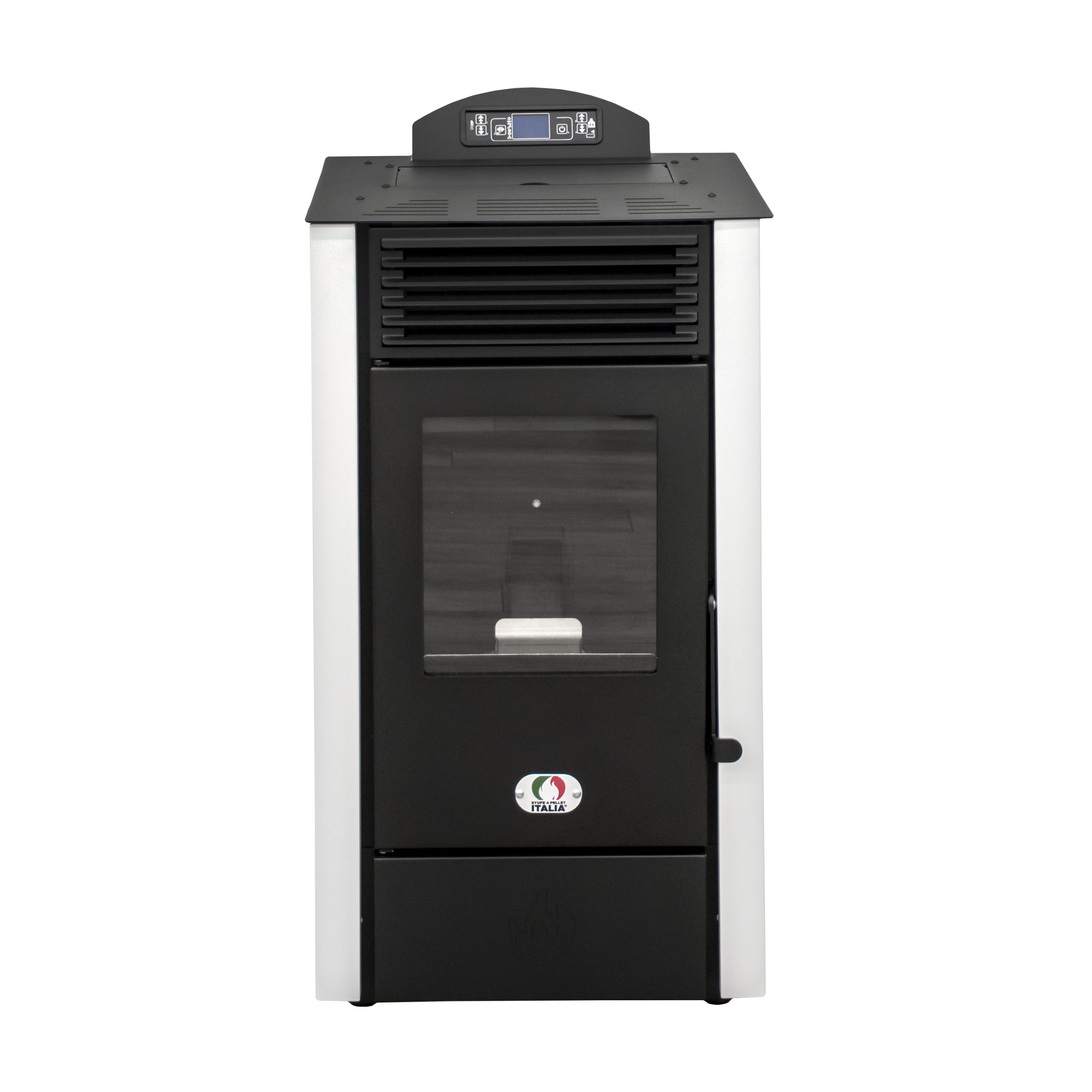estufa de pellets pequeñas 9 kw blanco